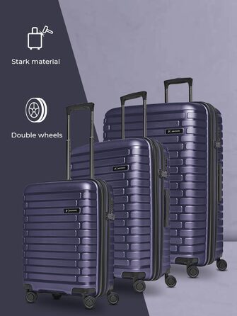 Чохол-валіза на колесах, середній, 45 x 25 x 66 см, розширюється до 75 літрів, з поліпропілену, 4 колеса, TSA-замок, Collection 04 (фіолетовий металік), набір (3 шт.) розширюваний