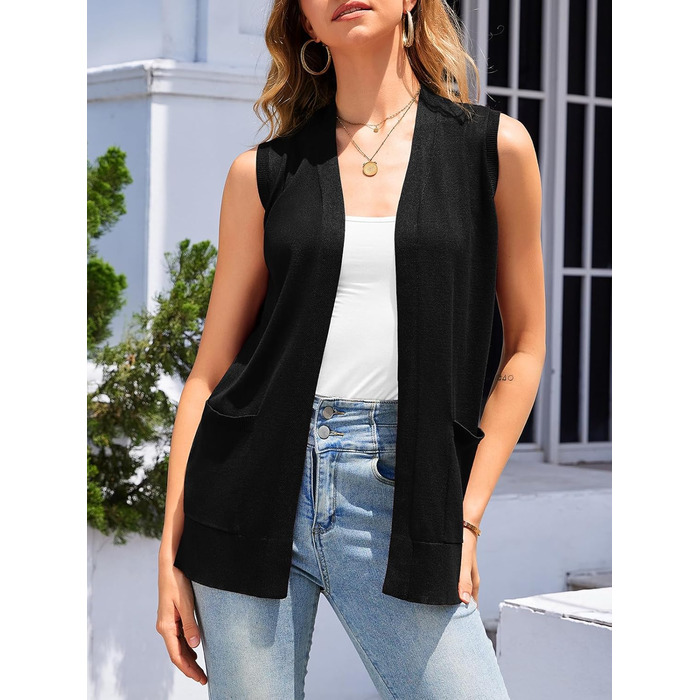 Жіночий кардиган з довгим рукавом: м'який в'язаний светр-жилет з кишенями (S-3XL)