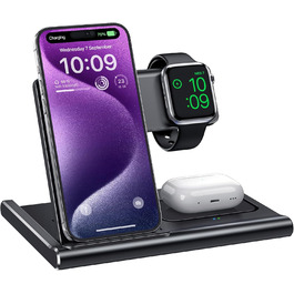 Бездротова зарядка 3-в-1 для Apple Watch, iPhone та AirPods (чорний)
