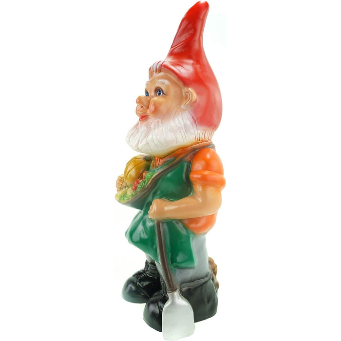 RAKSO JS Garden Decoration e.K. Garden Gnome with Basket, Height 45 cm, Decorative Elf made of Plastic