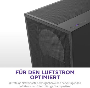 Корпус ПК NZXT H5 Flow Black - компактний ATX Mid-Tower для ігор з високою вентиляцією, 2 x 120mm вентилятори, підтримка радіаторів 360mm та 240mm, система кабельного менеджменту, скляна панель, 2024