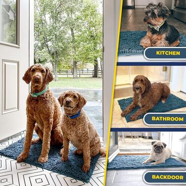 Гігроскопічний килимок для дому та тварин Muddy Mat® з мікрофібри, протиковзкий, що миється, Atlantic Blue, 76.2 x 48.3 см