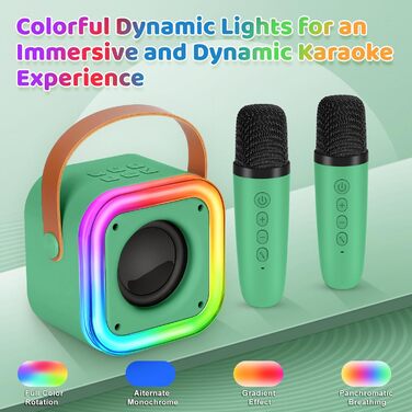 Караоке машина Spinosaurus для дітей з 2 мікрофонами, Bluetooth, LED-підсвічування, для віку 3-12 років