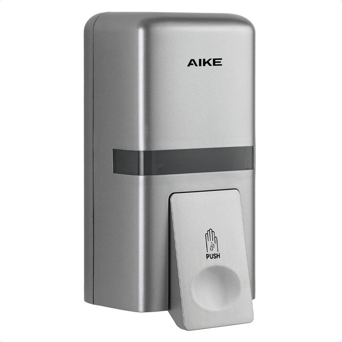 Диспенсер для мила настінний AIKE AK1008 800 мл, без свердління, пластиковий, срібний - для громадських місць