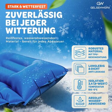 GELSENWERK Self-Inflating Sleeping Pad with Foot Pump - Ultralight Camping Air Mattress with Pillow for Travel, Hiking & Tent Use