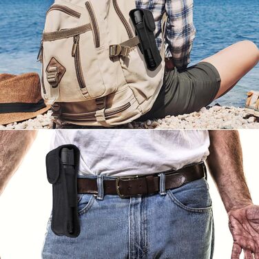 LED ліхтар на батареї, 500 000 люмен, тактичний, з регулюванням фокусу, для кемпінгу, матовий чорний