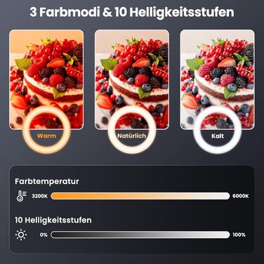 Настільний штатив з кільцевим світлом – подвійний тримач для 2 смартфонів, регульоване кільцеве світло з металевим штативом, 10.5' для коучингу/фуд-блогерів/влогів/мейк-апу/DIY