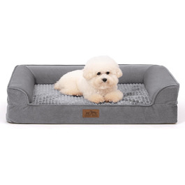 Ортопедичне ліжко для собак, маленьких порід, водовідштовхуваче, сіре, 76x51x19 см