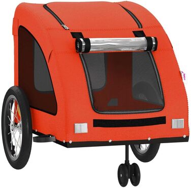 Фургон для собак VidaXL - переносний, з прапором та світловідбивачами, до 30 кг, Oxford-Gewebe, 63.5 x 124.5 x 66 см, Оранжевий