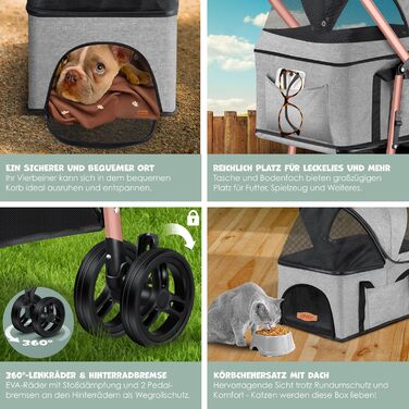 LOVPET® 2-in-1 Pet Stroller - Dog Buggy, Carrier & Jogger for Pets up to 20kg - Foldable, Grey
