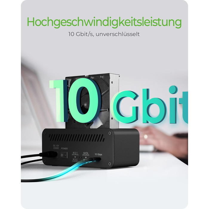 ICY BOX Док-станція для HDD/SSD USB 3.2 Gen 2 (10 Gbit/s) - Клонування жорстких дисків, підтримка 2.5' та 3.5' SATA, M.2 NVMe