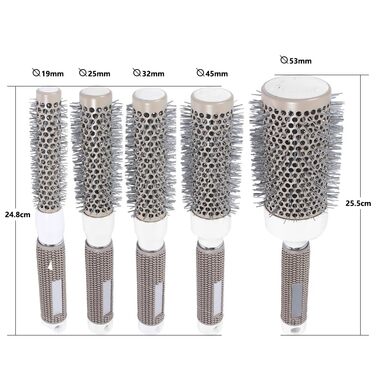 Набір для укладки волосся Haar-Rundbürste: щітка для об'єму, керамічна щітка з щетиною кабана, антистатична, для створення локонів та випрямлення волосся (сіра)