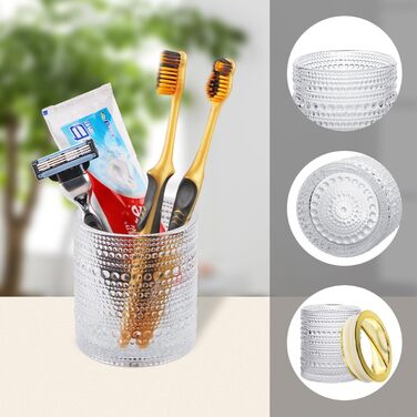 Bathroom Toothbrush Holder, Clear Glass, Toothbrush and Toothpaste Holder, 284 ml, Bathroom Storage Cup for Toothbrush, Makeup Brushes (colors) (Transparent)