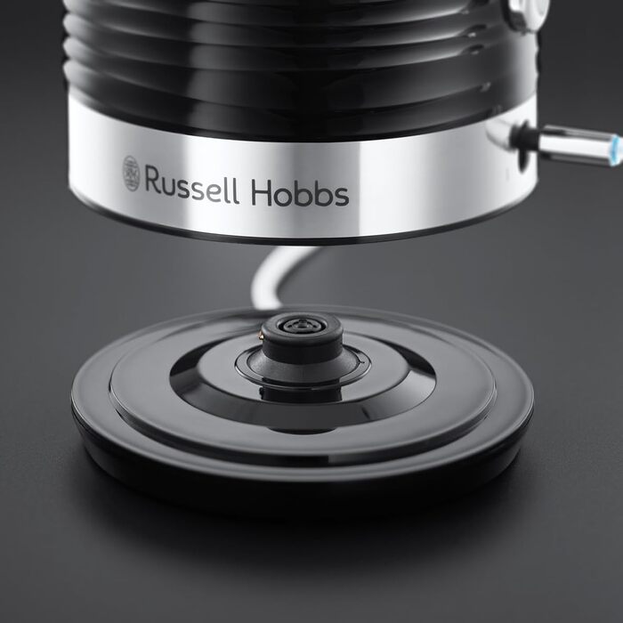 Електричний чайник Russell Hobbs Inspire 1.7л, 2400W, чорний з високоякісною глянцевою поверхнею, фільтр від накипу, індикатор рівня води, знімний кришка