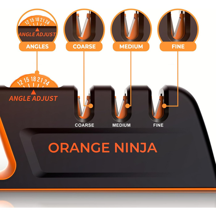 Точилка для ножів Sharp Pebble Orange Ninja, 5 кутів заточування, преміум-якість, для кухонних та кишенькових ножів