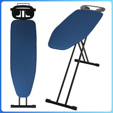 КADAX Прасувальна дошка, 120x38 см, складна, регульована висота, для прасування з парою, з антиковзними ніжками, з підкладкою з піною 8 мм (Темно-синій)