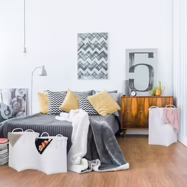 Relaxdays Woven Laundry Basket 3-Piece Set