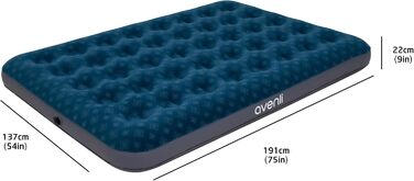 Надувний матрац Avenli для кемпінгу 1-2 особи, 191x137x22 см, зелений, флоксове покриття - гостьовий матрац для дому та подорожей