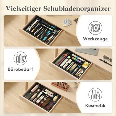 Органайзер для столових приборів Lifewit в шухляду, розсувний, 7-9 відділень, 35-48 см, чорний