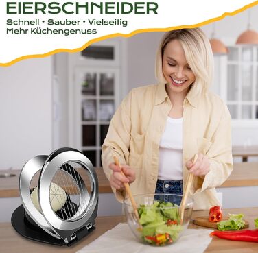 Ніж для яєць BIBURY з нержавіючої сталі 2-в-1, професійний слайсер для яєць, грибів, м'яких фруктів (безпечний для миття у посудомийній машині)