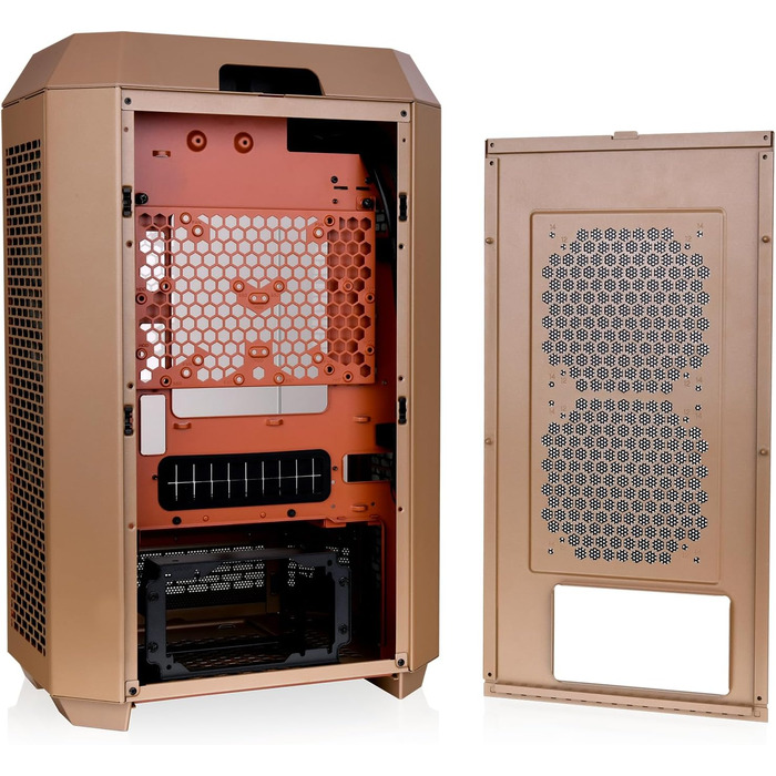 Thermaltake The Tower 300 Bumblebee: Корпус ПК Micro Tower (Micro-ATX/mini-ITX) з вертикальним дизайном, 3x Tempered Glass, 2x140mm PWM вентилятори, підтримка радіатора до 420mm