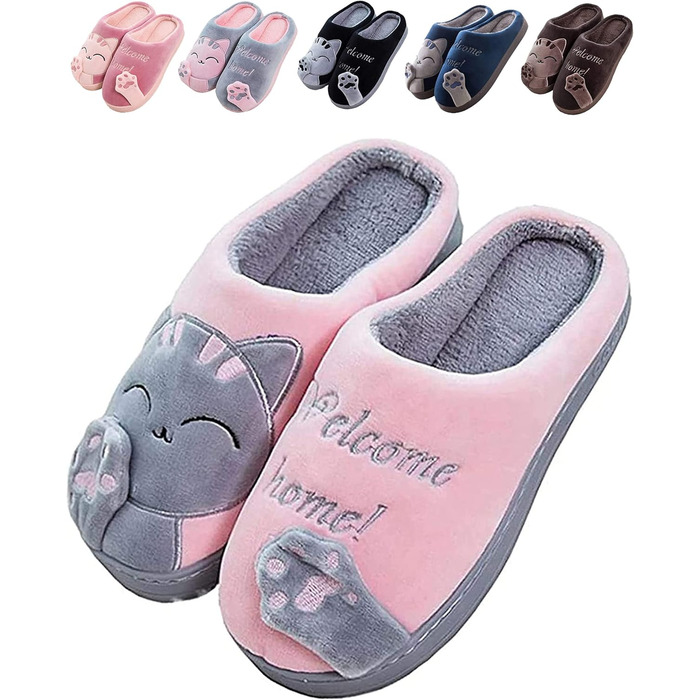 JACKSHIBO Теплі плюшеві тапочки для дому - жіночі та чоловічі, унісекс, 40/41 EU, рожеві