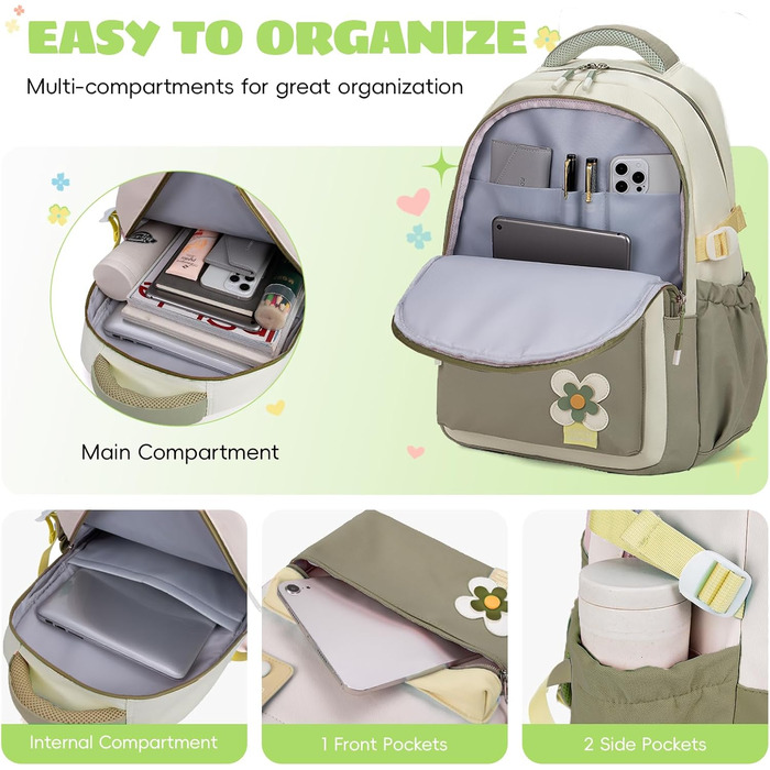 Шкільний рюкзак для дівчаток-підлітків 2025, для школи/гімназії, водонепроникний, для ноутбука 15.6