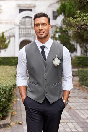 Костюмний жилет чоловічий COOFANDY, V-подібний виріз, Slim Fit, сірий (M)