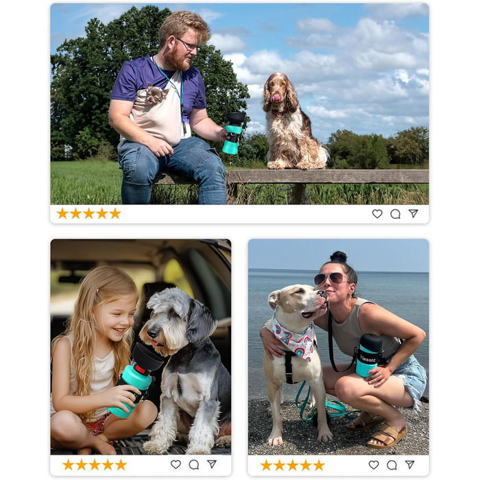 Складана пляшка для води для собак Lesotc 800 мл, блакитний колір, для прогулянок, подорожей та кемпінгу