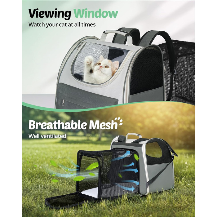 Розширюваний рюкзак для кота та собаки, переноска для тварин, рюкзак для великих котів та маленьких собак до 8 кг, переноска-рюкзак для транспортування/поїздок/кемпінгу