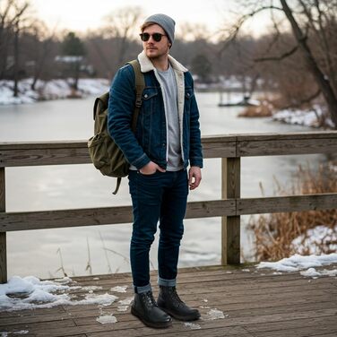 Чоловічі черевики Vostey: зимові мотоциклетні черевики з натуральної шкіри, чорні, 43 EU, модель 8147