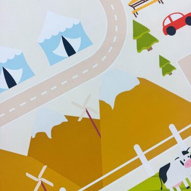 Дитячий килим Teppich-Traum з міською картиною, сірий, 80x150 см (прямокутний, бежевий)