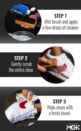 SHOE MGK Shoe Care Deluxe Kit – Shoe Cleaning Set for White Shoes, Leather, Suede, Canvas, and All Materials – 8 Ounce Shoe Cleaner with a Soft, Medium