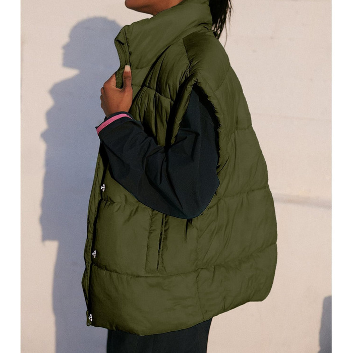 Жіноча велика пухова жилетка Songing з коміром-стійкою, блискавкою на всю довжину, без рукавів, степлена, тепла куртка (L, військовий зелений)