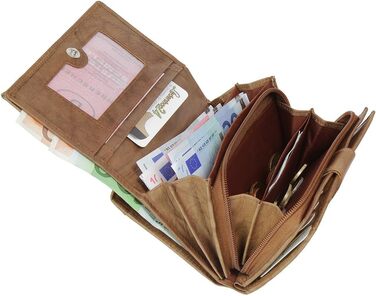 Ledershop24 RFID Women's Leather Wallet, Women's Cardholder, Women's Purse - Long Natural Leather - Gift Set + Exclusive Key Chain