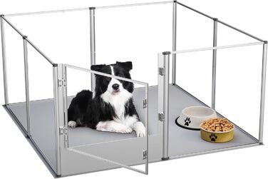 Клітка для собак BingoPaw з акрилу: прогулянкова клітка для собак, 8-секційна, висотою 60 см, XXL клітка для цуценят з дверцятами та водонепроникним дном (132 x 132 x 80,5 см)