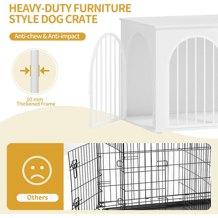 Клітка для собак Hzuaneri, 100 см, 3 двері, сучасний дизайн, для дому, висока міцність, 100 x 60 x 63 см, DFC84101B (білий)