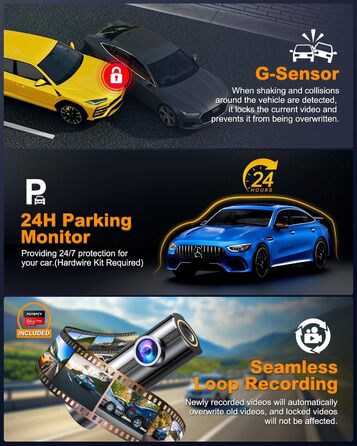 Відеореєстратор Auto Dashcam 4K WiFi 360° з CPL, 64GB SD, IPS Mini камера з Super Night Vision, WDR, 170° та G-Sensor