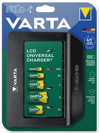 Зарядний пристрій VARTA для акумуляторів AA/AAA, до 8 шт, LCD, універсальний, без акумуляторів