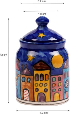 Gall&Zick Sugar Bowl Set/2 Spice Jar Sugar Dispenser Ceramic Painted Blue Tableware Sugar Spice Jar Container