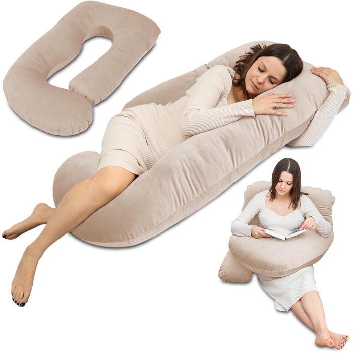 Подушка для вагітних Totsy Baby XXL, 180 см, бежева: подушка для сну на боці, подушка для годування, комфортна форма J