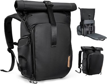 Рюкзак для камери K&F CONCEPT, водонепроникний, великий, з розширеним об'ємом, відділення для ноутбука 15.6 дюймів, для DSLR/SLR камер