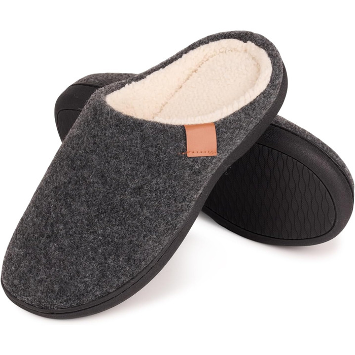 Тапочки для дому чоловічі Hoefirm, зимові, з піною Memory Foam, чорні, розмір 40/41 EU