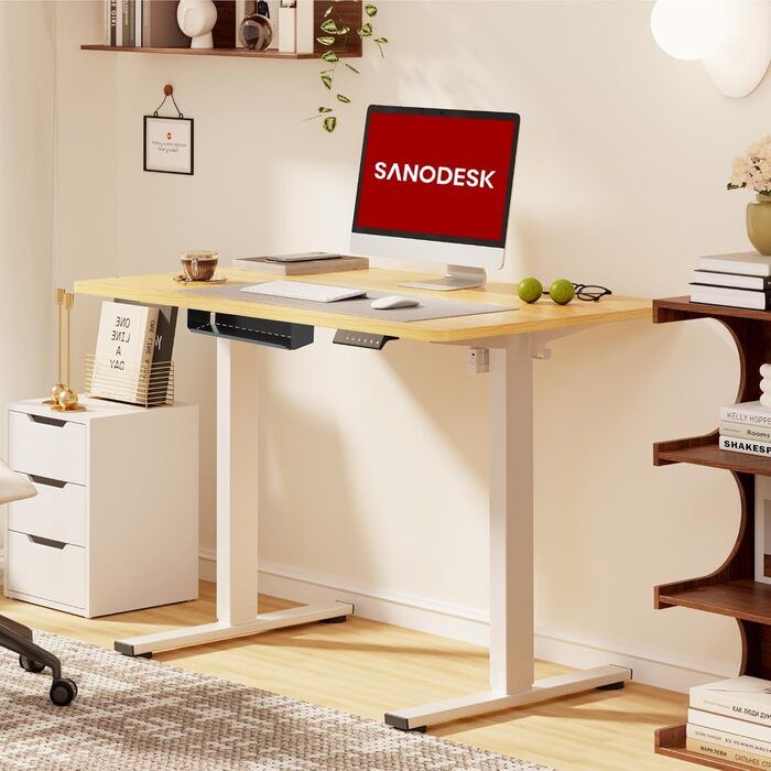 Електричний регульований стіл Sanodesk, 100x60 см, білий, з пам'яттю висоти