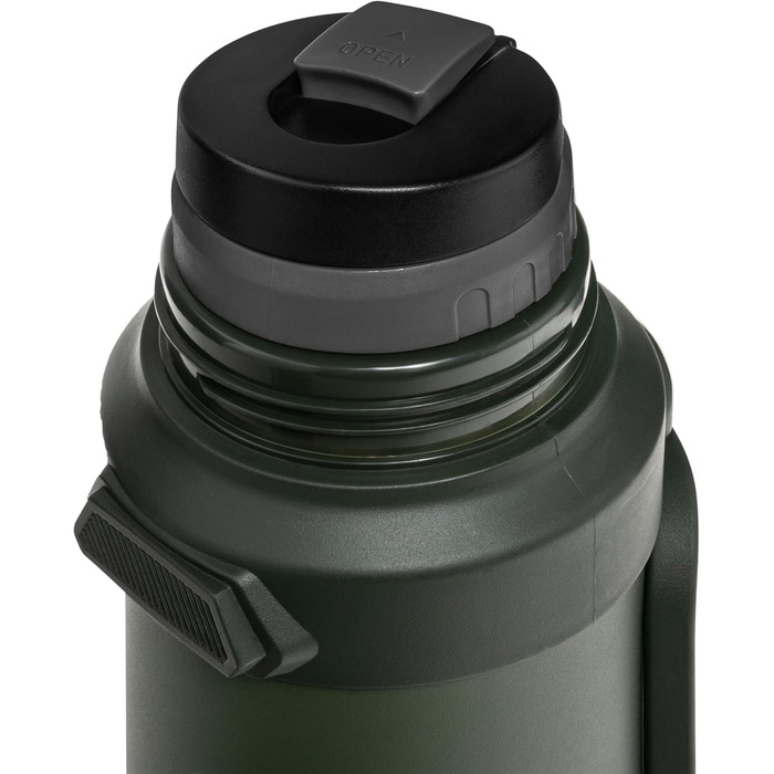 Термос Badger Outdoor Big Boy 1.3L з нержавіючої сталі з ситом для чаю | Вакуумна ізоляція, система One Touch, 24 години збереження тепла, ремінь, оливковий зелений