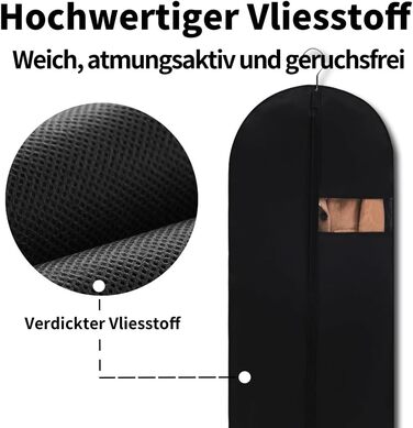 Чохли для одягу 4 шт. Чорні, 60 x 120 см, для зберігання та подорожей, з блискавкою, захист від пилу та молі