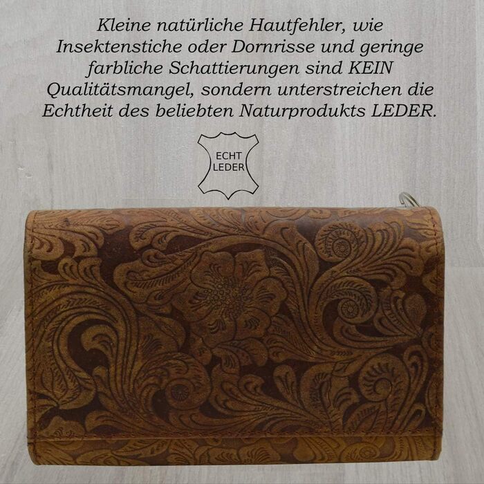 Flevado Genuine Leather Server Wallet with Pattern (Dark Brown)