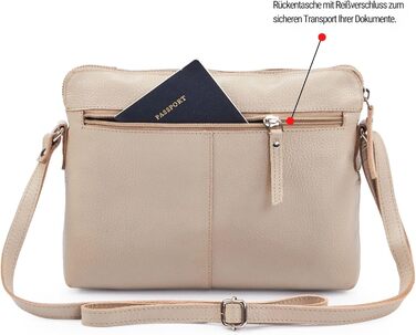 Сумка через плече Wise Owl з натуральної шкіри бежевого кольору (Nappa) для жінок та чоловіків, кросбоді, 5 відділень на блискавці