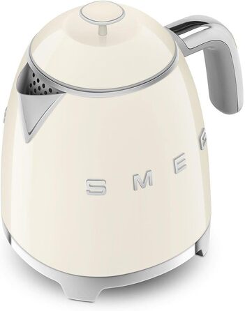 Електричний чайник Smeg KLF05CREU, 0.8 л, кремовий колір, нержавіюча сталь, захист від перегріву, індикатор рівня води, антиковзаюче дно, вбудована котушка для кабелю, 1400W