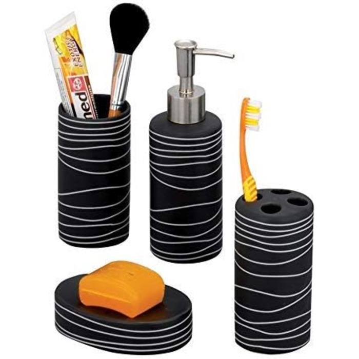 Набір аксесуарів Zeller 18252, 4 шт., кераміка, чорний, 42 x 21 x 41 см